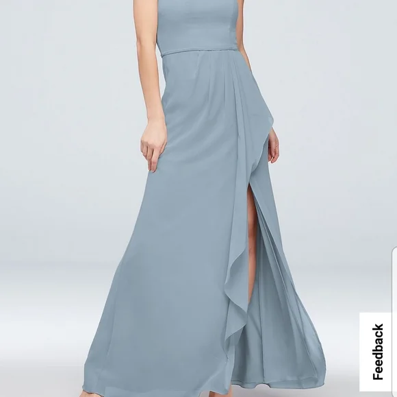 david's bridal chiffon bridesmaid dress A bridesmaid dress that looks good on all your girls? Yes, please! With flattering flutter sleeves, softly pleated, plunging-V neckline, 60+ colors, and a billowing chiffon skirt, it's no wonder this